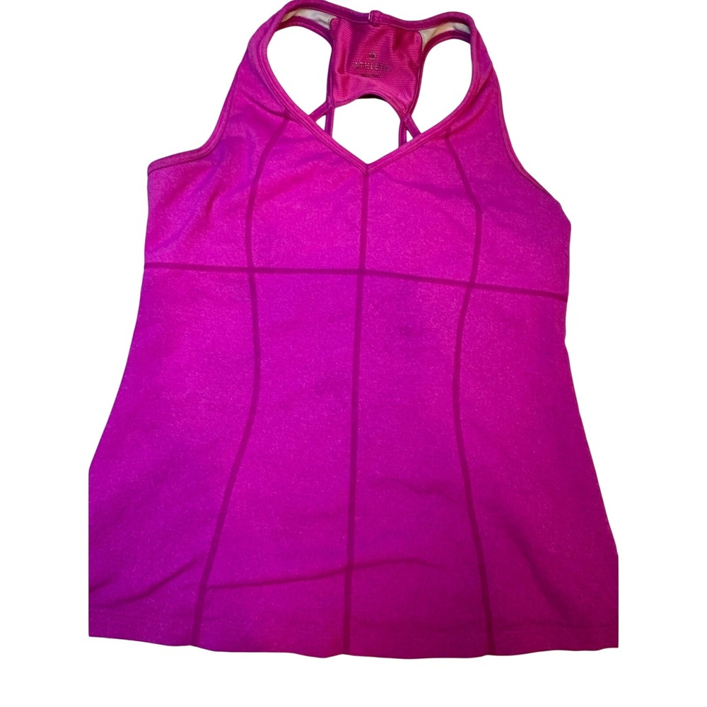 Athleta Tank Top Women Large Magenta Pink Racerback Yoga Workout V-Neck Strappy
